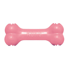KONG Puppy Goodie Bone pink closeup showing chew surface for teething puppies.
