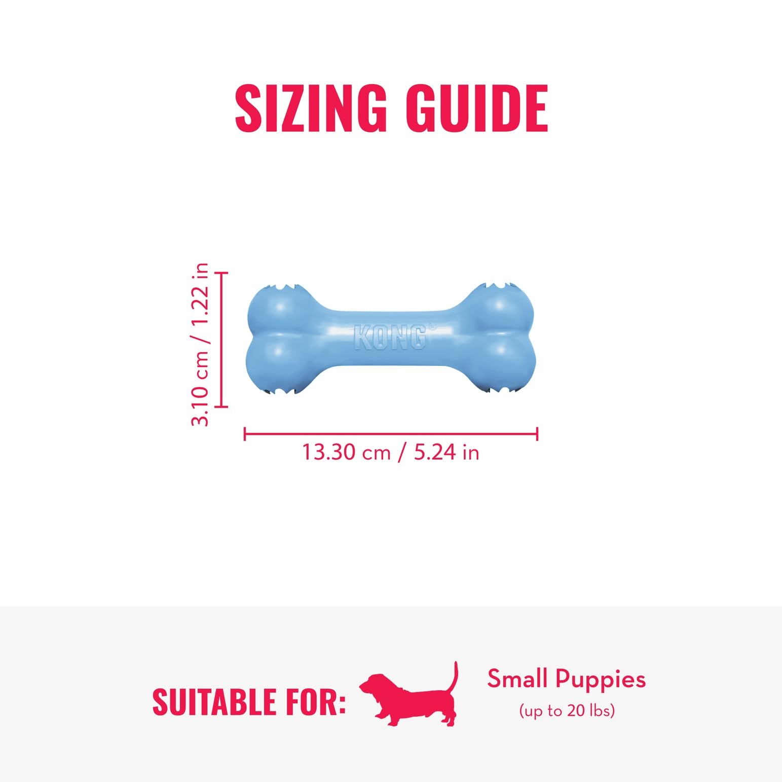 KONG Puppy Goodie Bone teething closeup in natural rubber.