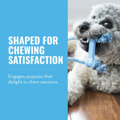 KONG Puppy Goodie Bone with Rope Blue side view supports healthy chewing habits