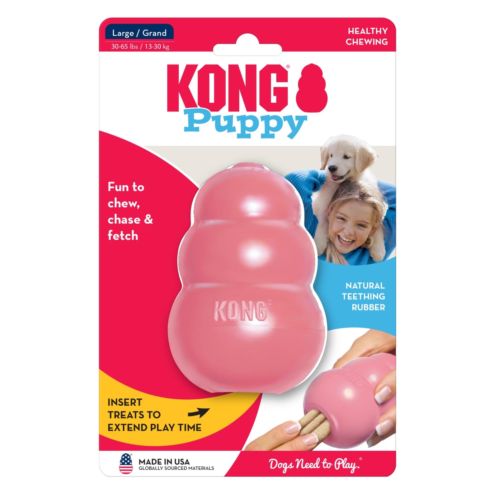 KONG Puppy large-puppy use image showing appropriately sized chew toy for growing dogs.