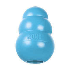 KONG Puppy teething rubber blue closeup showcasing gentle chewing
