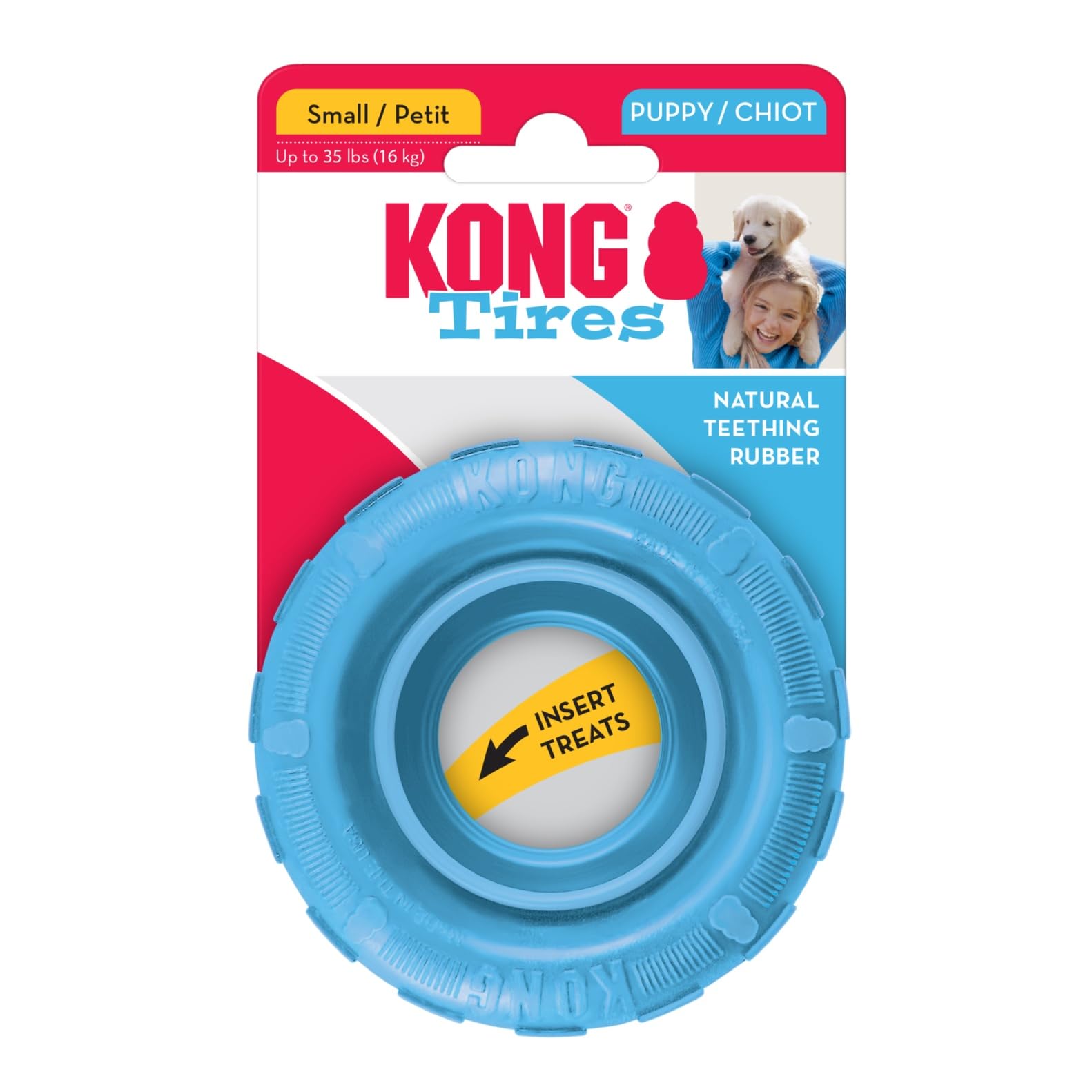 KONG Puppy Tires safe-play reminder emphasizes supervising during use
