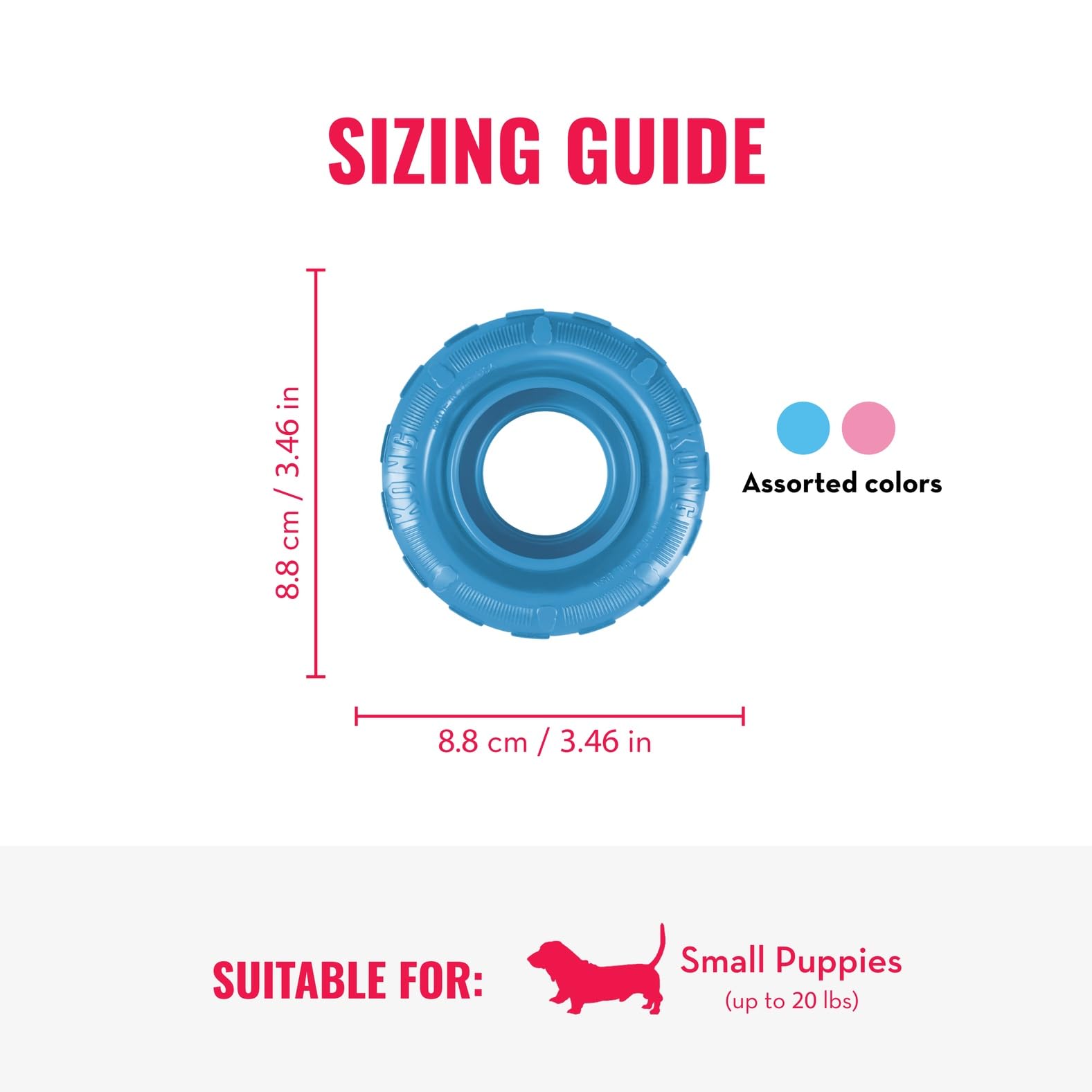 KONG Puppy Tires natural rubber close-up shows sturdy chew surface