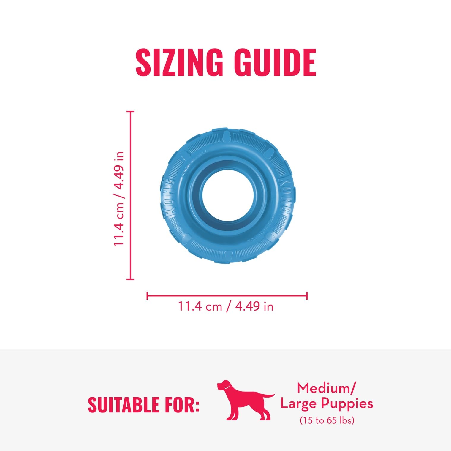 KONG Puppy Tires stuffing with treats demonstrates mental challenge