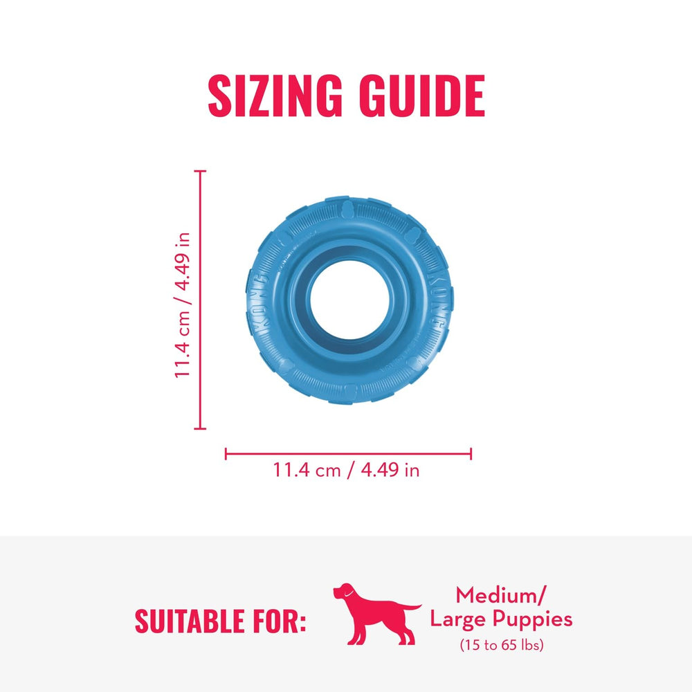 KONG Puppy Tires stuffing with treats demonstrates mental challenge