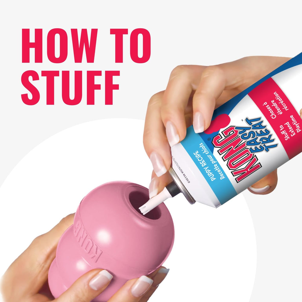 KONG Puppy Toy pink crate-training use promotes longer engagement during crate time.