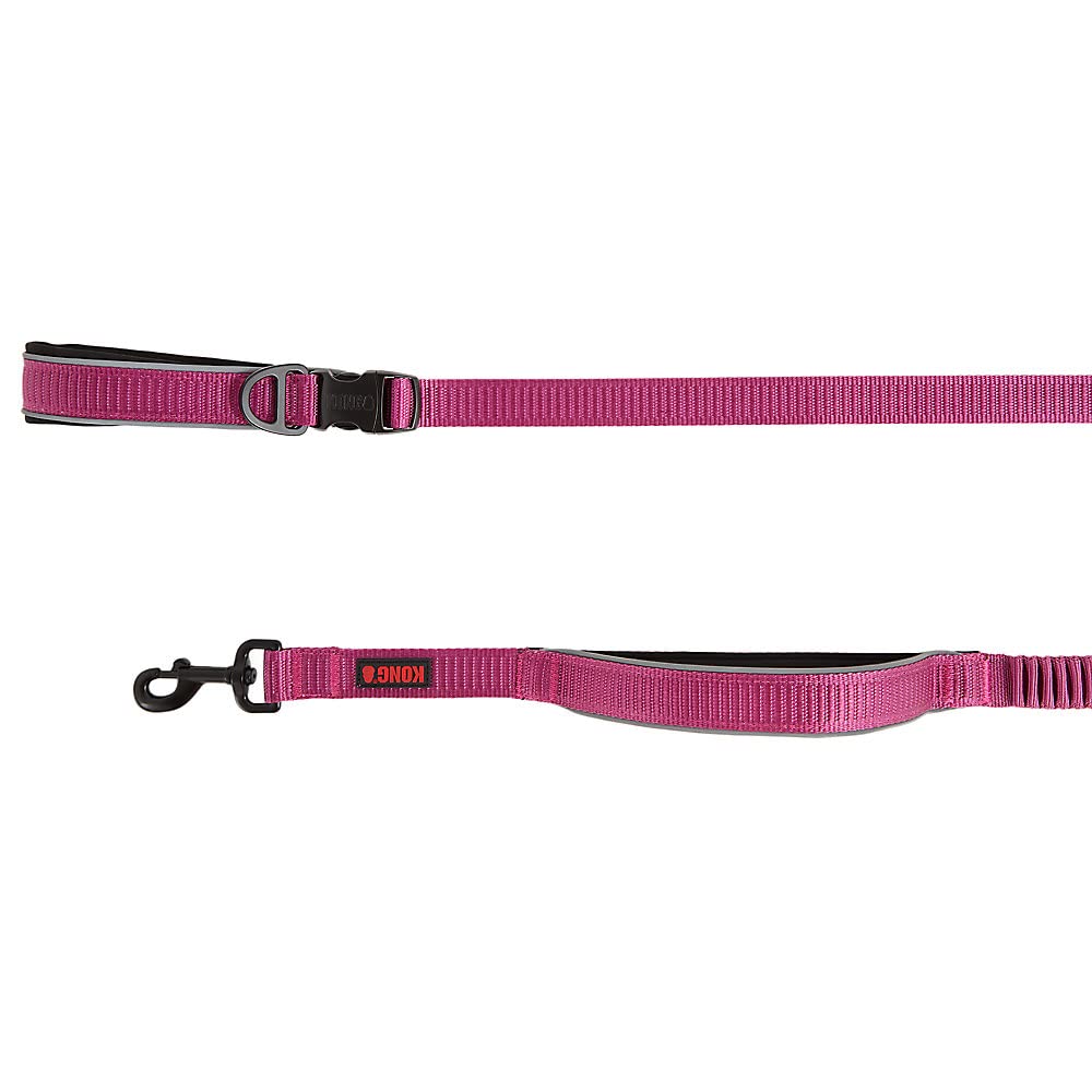KONG Reflective Shock-Absorbing Hands-Free Leash clip shows hands-free walking with secure control