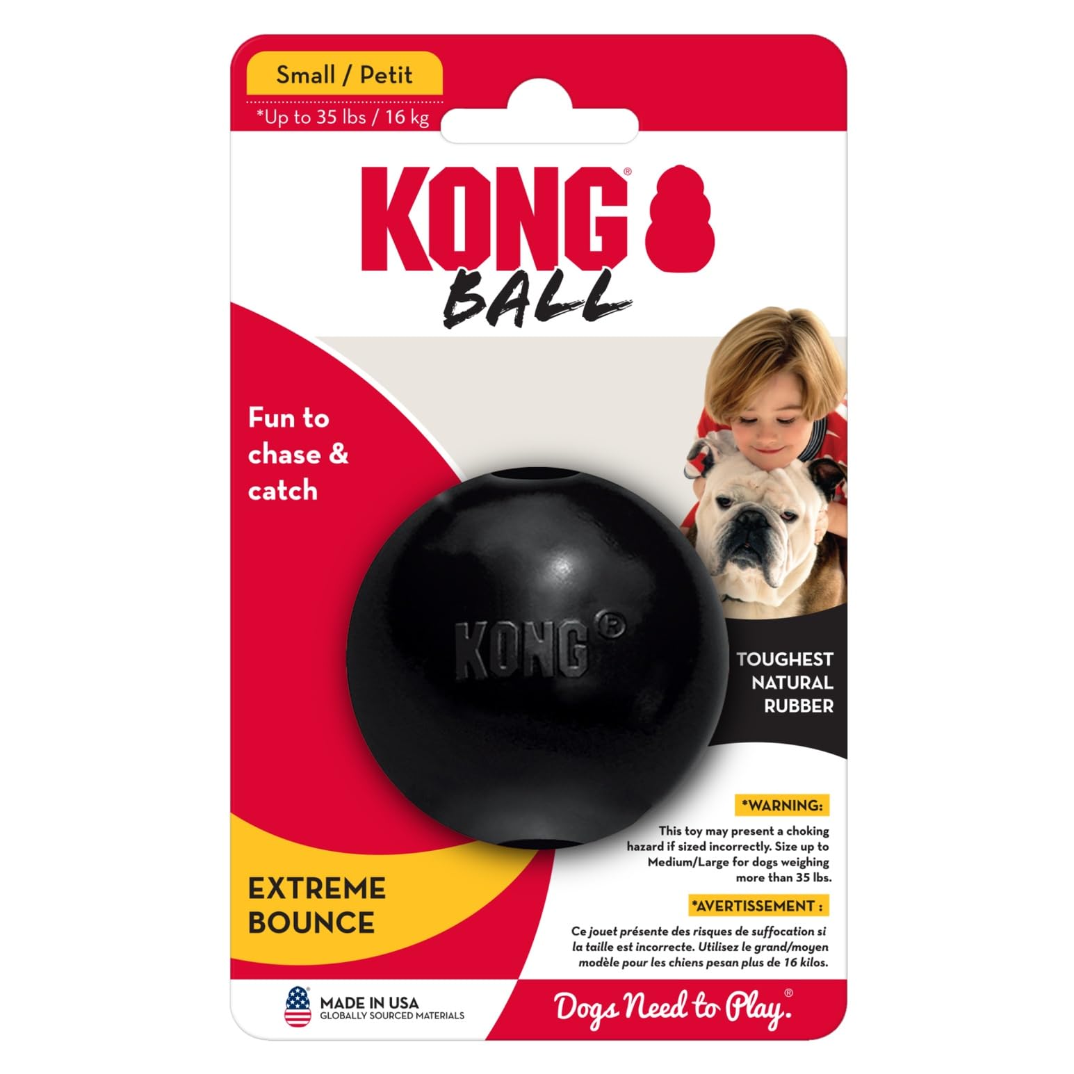 KONG Satisfaction Guarantee-backed ball promises safe, trusted playtime.