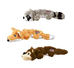 KONG Scrunch Knots Squirrel size options show fit for small to medium dogs.