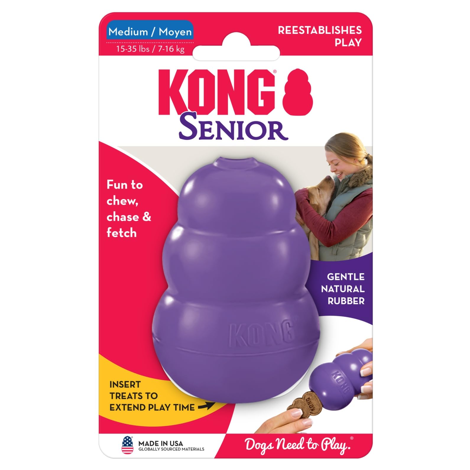 Enrichment oriented KONG Senior toy for mental stimulation during play