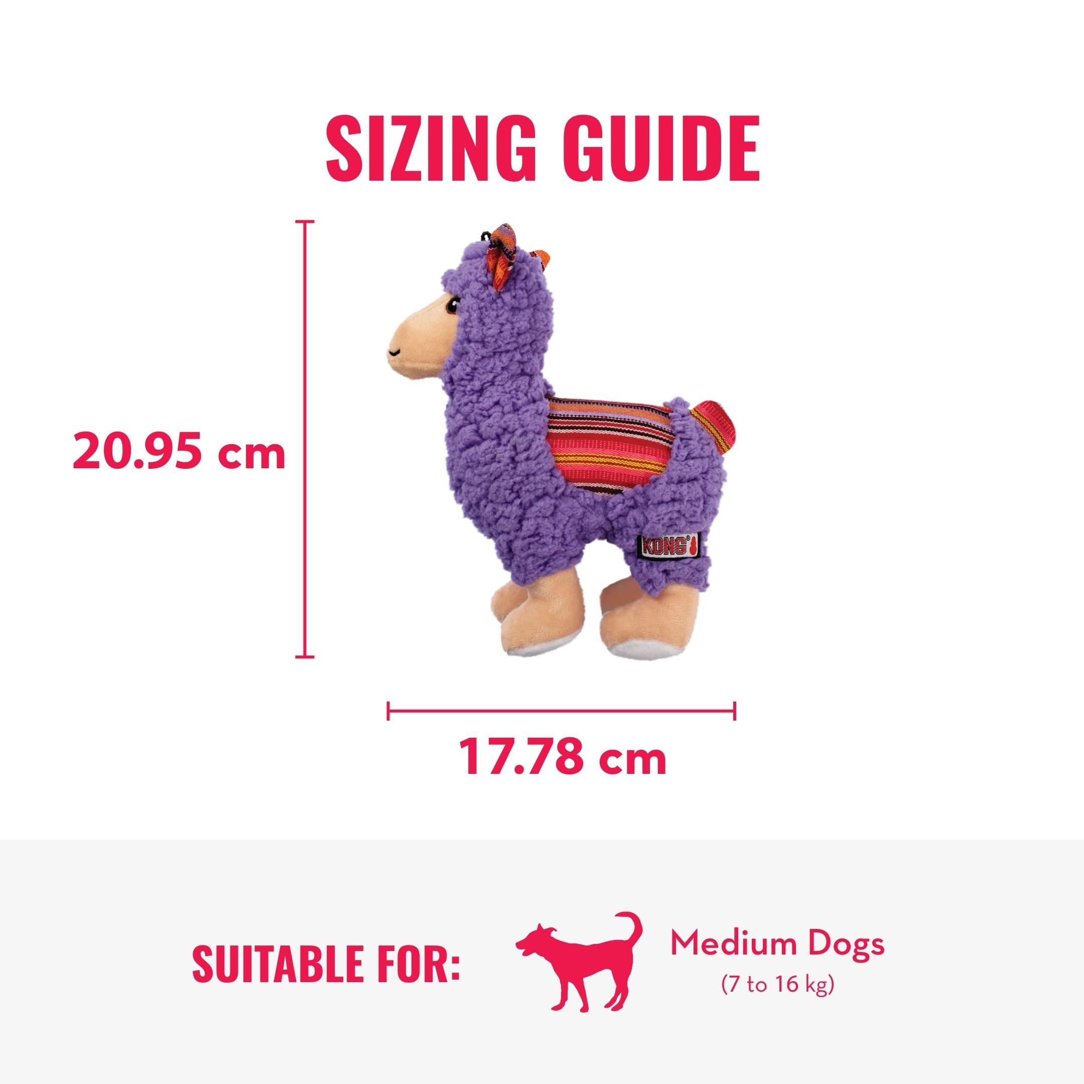 KONG Sherps llama squeaker close up entices dogs to play.