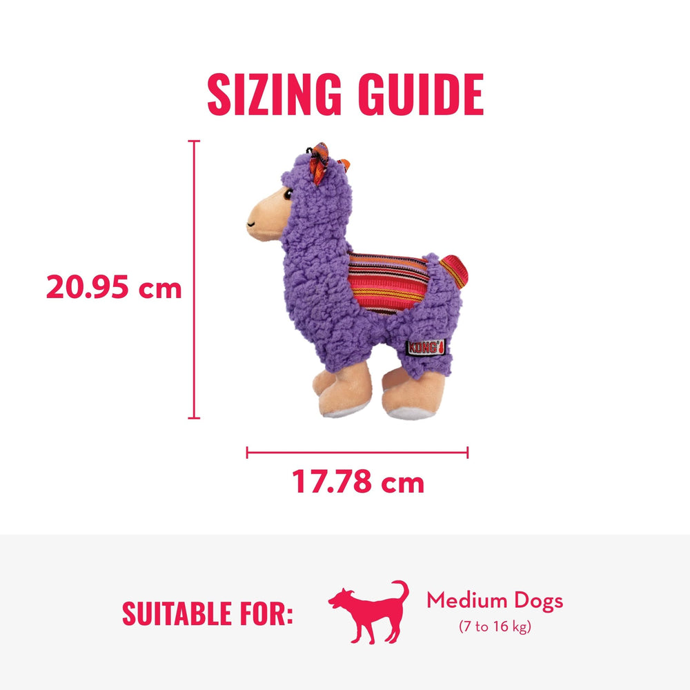KONG Sherps llama squeaker close up entices dogs to play.