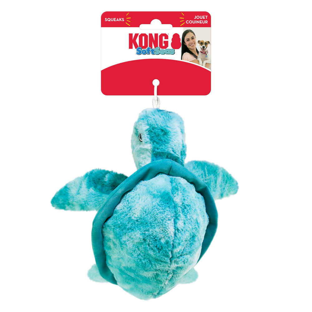 KONG SoftSeas Turtle Sm crinkle texture heightens sensory engagement.