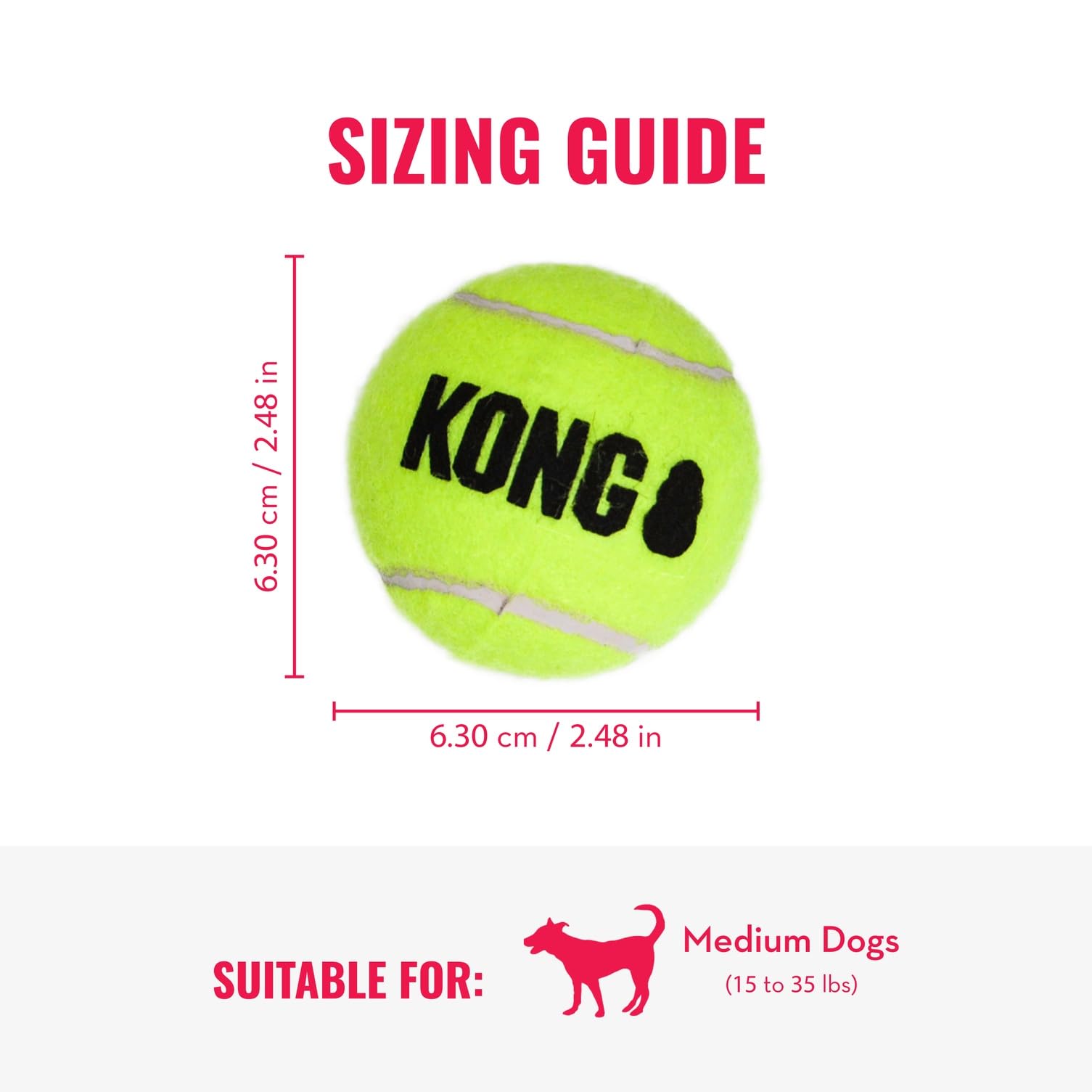 KONG SqueakAir ball closeup texture highlights non-abrasive material ideal for gentle chewing.