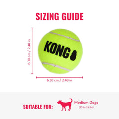 KONG SqueakAir ball closeup texture highlights non-abrasive material ideal for gentle chewing.