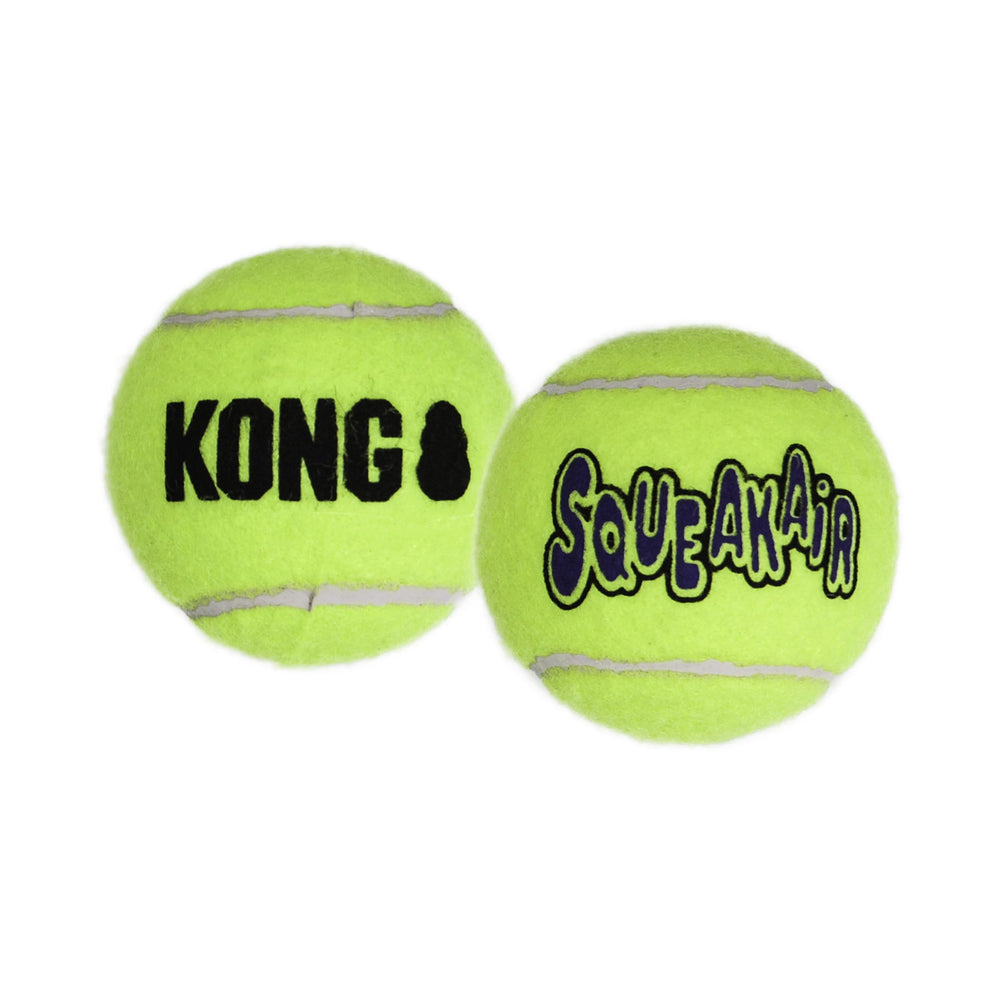 KONG Squeakair Ball side view highlights interactive play with a squeak