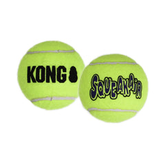 KONG Squeakair Ball side view highlights interactive play with a squeak