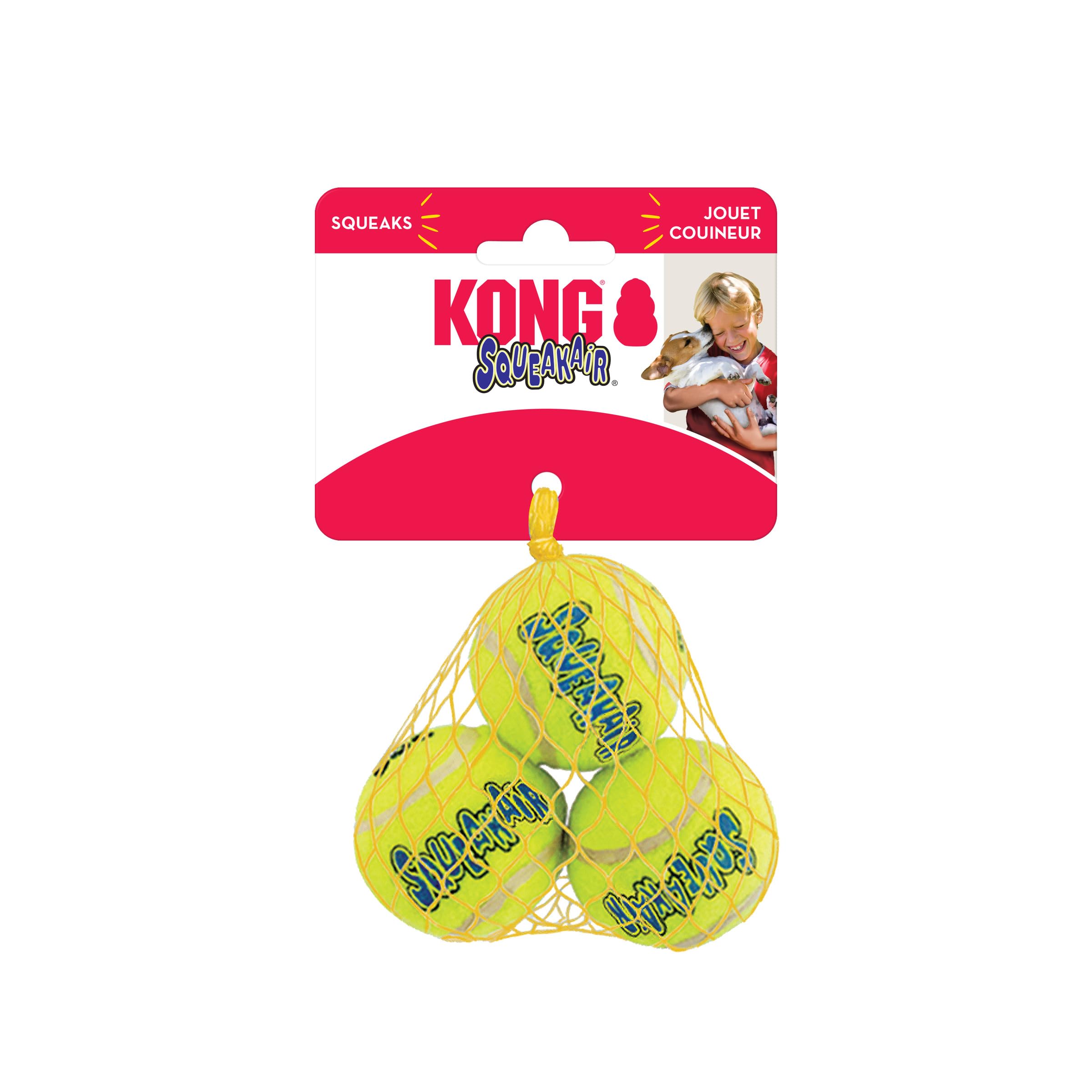 KONG Squeakair Ball textured felt close-up demonstrates gentler teeth contact