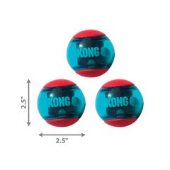 KONG Squeezz Action Ball Red MD outdoor play ready for rugged fetch.