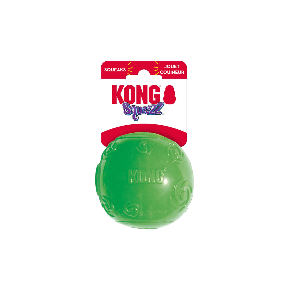 KONG Squeezz Ball dog toy—bone shape for durable indoor fetch play.