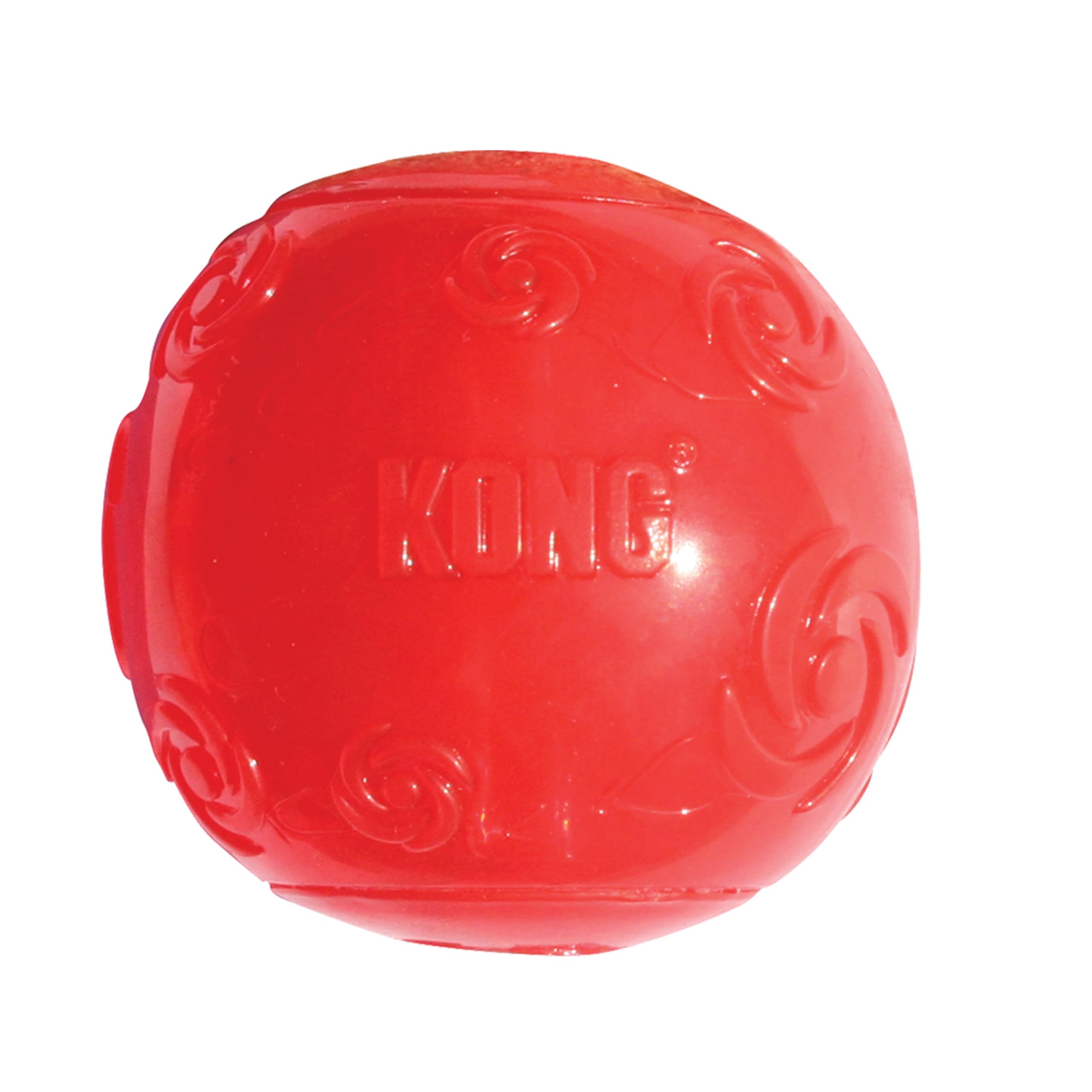 KONG Squeezz Ball dog toy—ring shape offers erratic bounces for lively outdoor games.