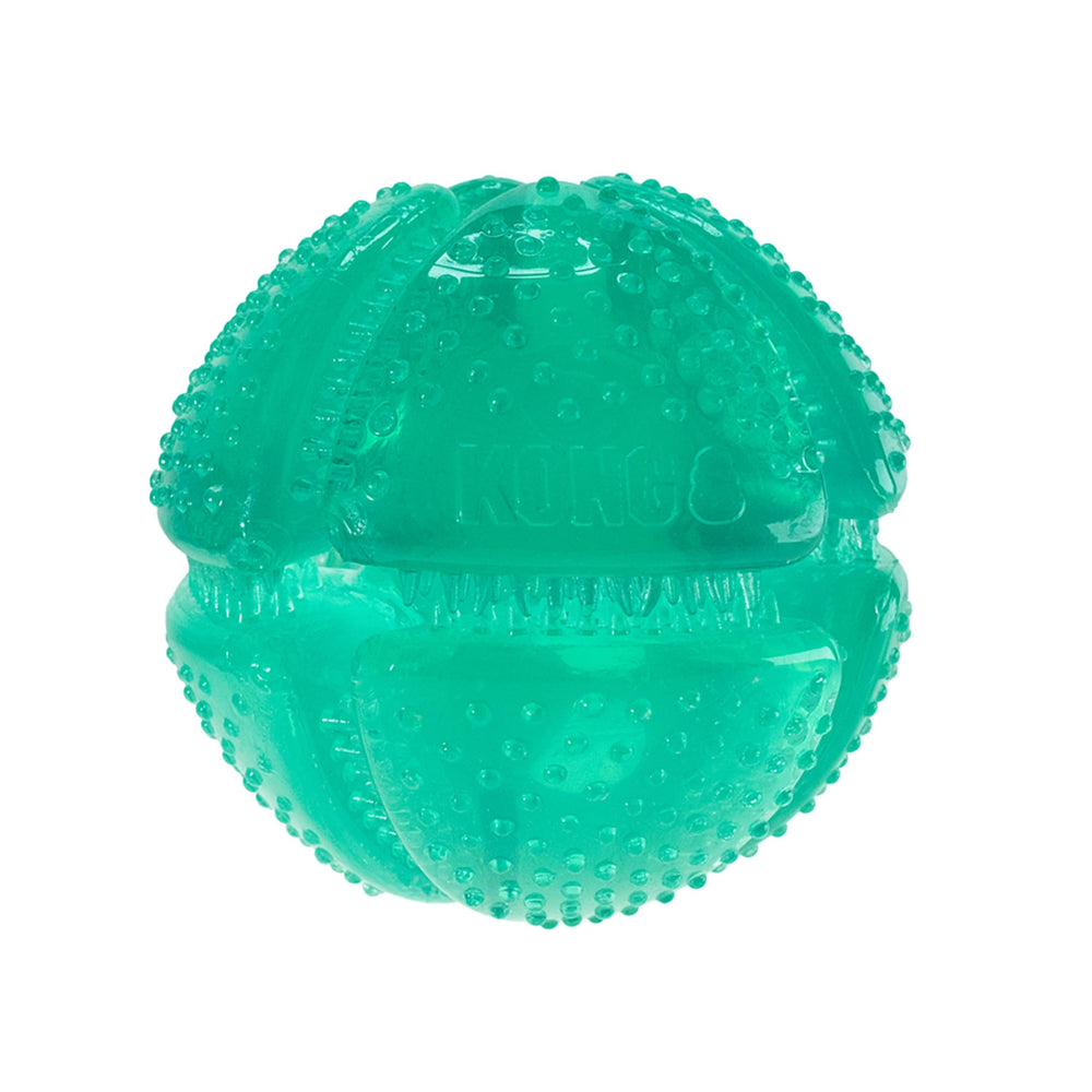 KONG Squeezz Dental Ball front view for dental-friendly play.