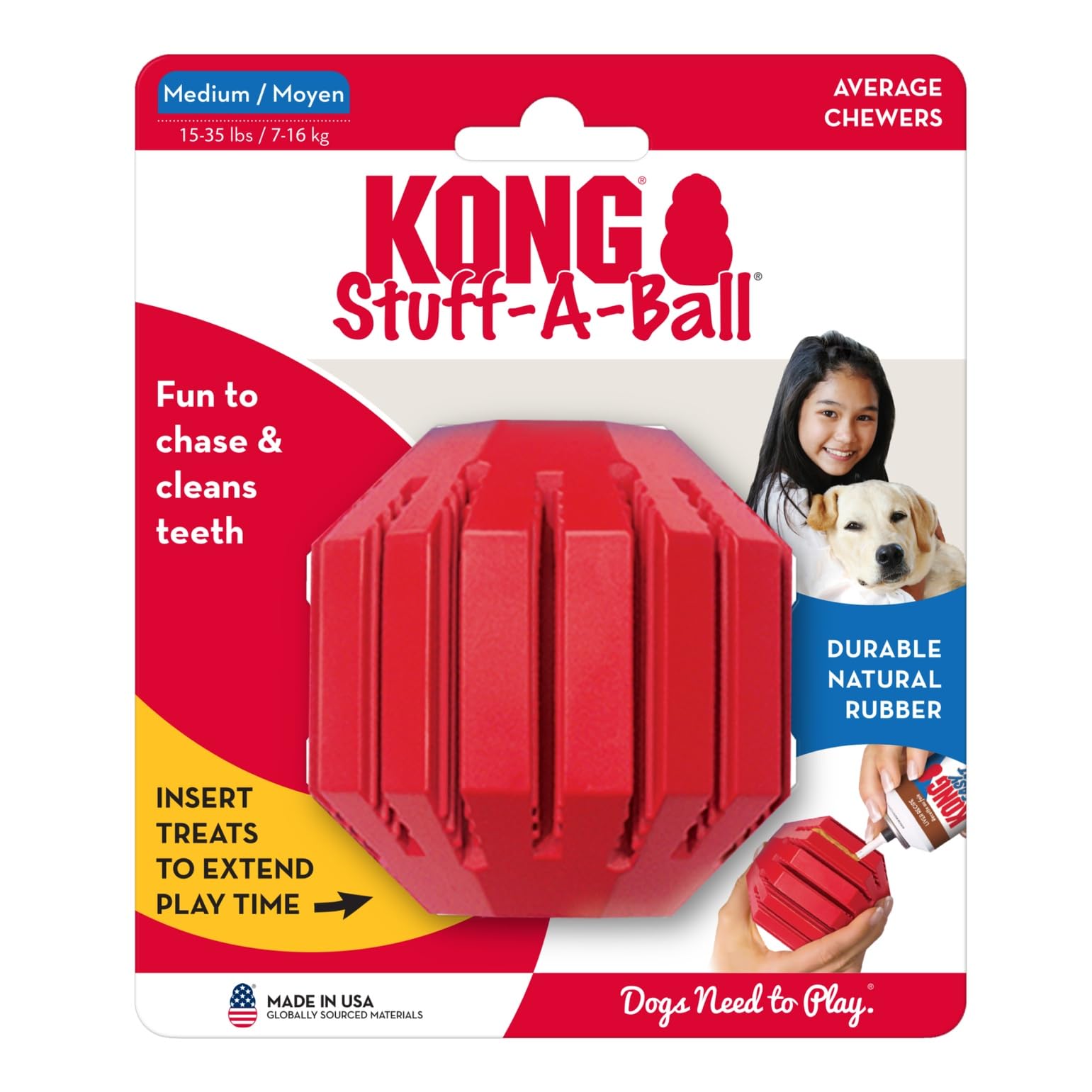 KONG Stuff-A-Ball is durable but not indestructible; remove if damaged.