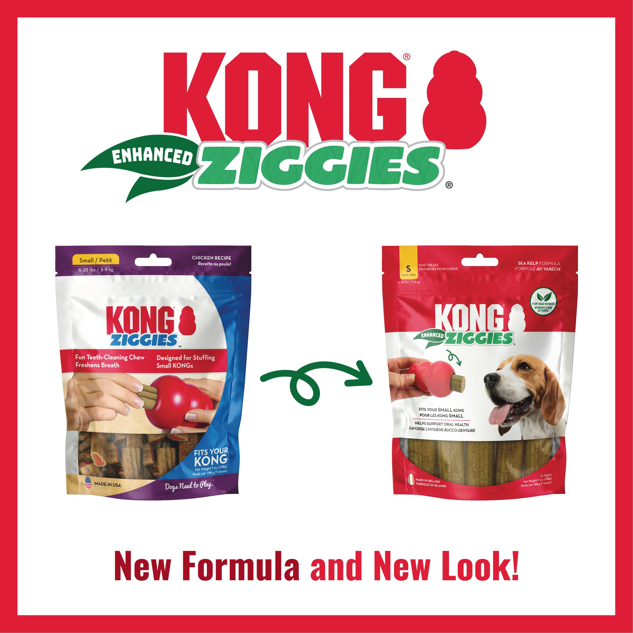 KONG Stuff'n Ziggies adult small 7oz pack3 dog-action illustrating engaging play and chew time