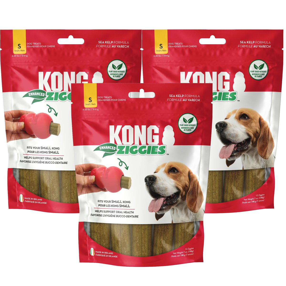 KONG Stuff'n Ziggies adult small 7oz pack3 shows a durable long-lasting chew for enrichment