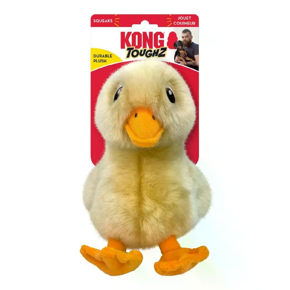 KONG Toughz Duck exterior view highlights thick plush ideal for indoor cuddles.