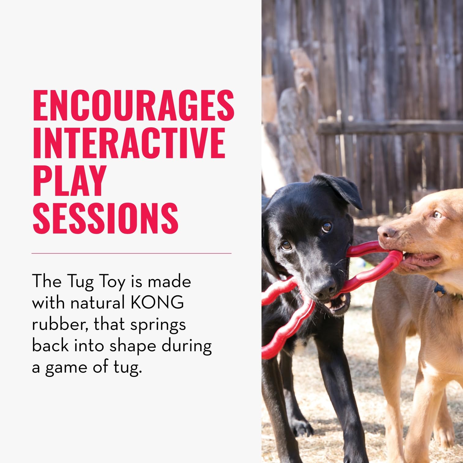 KONG Tug Toy comfort-grip-design aids secure hold during tug.