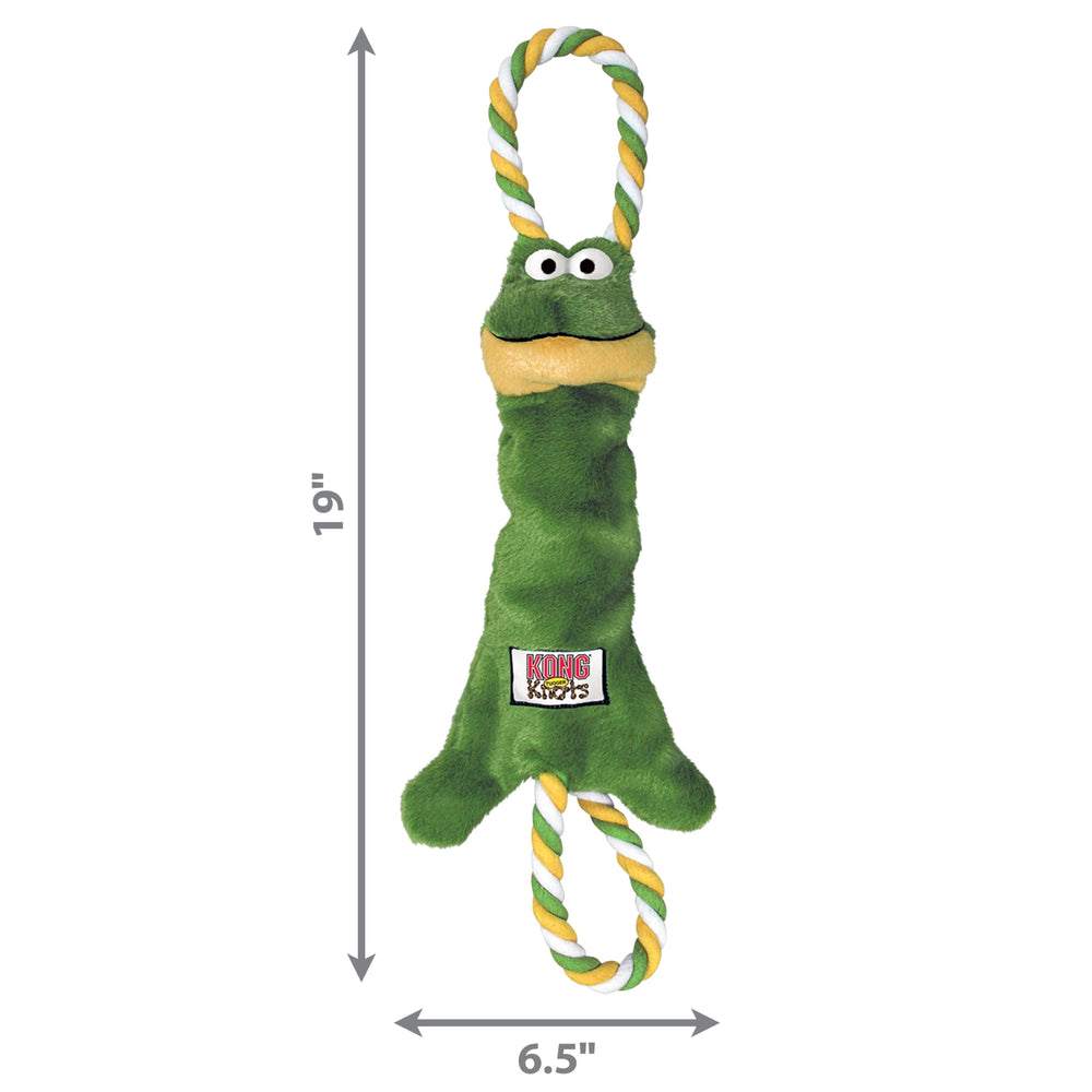 KONG Tugger Knots Frog in-action fetch and tug play with a dog