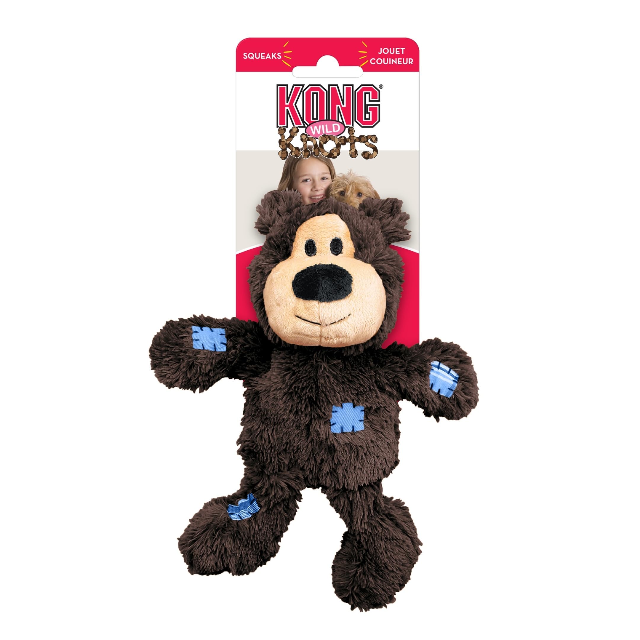 KONG Wild Knots Bear assorted colors suit different dog personalities.