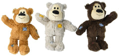 KONG Wild Knots bear pack of 3—soft plush exterior with durable interior for squeaky, interactive play.