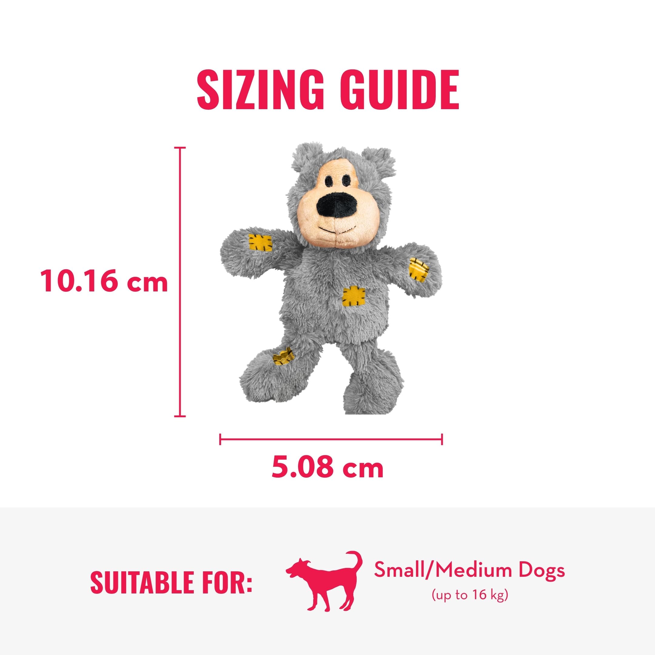 KONG Wild Knots Bear XS shown in assorted colors for personality
