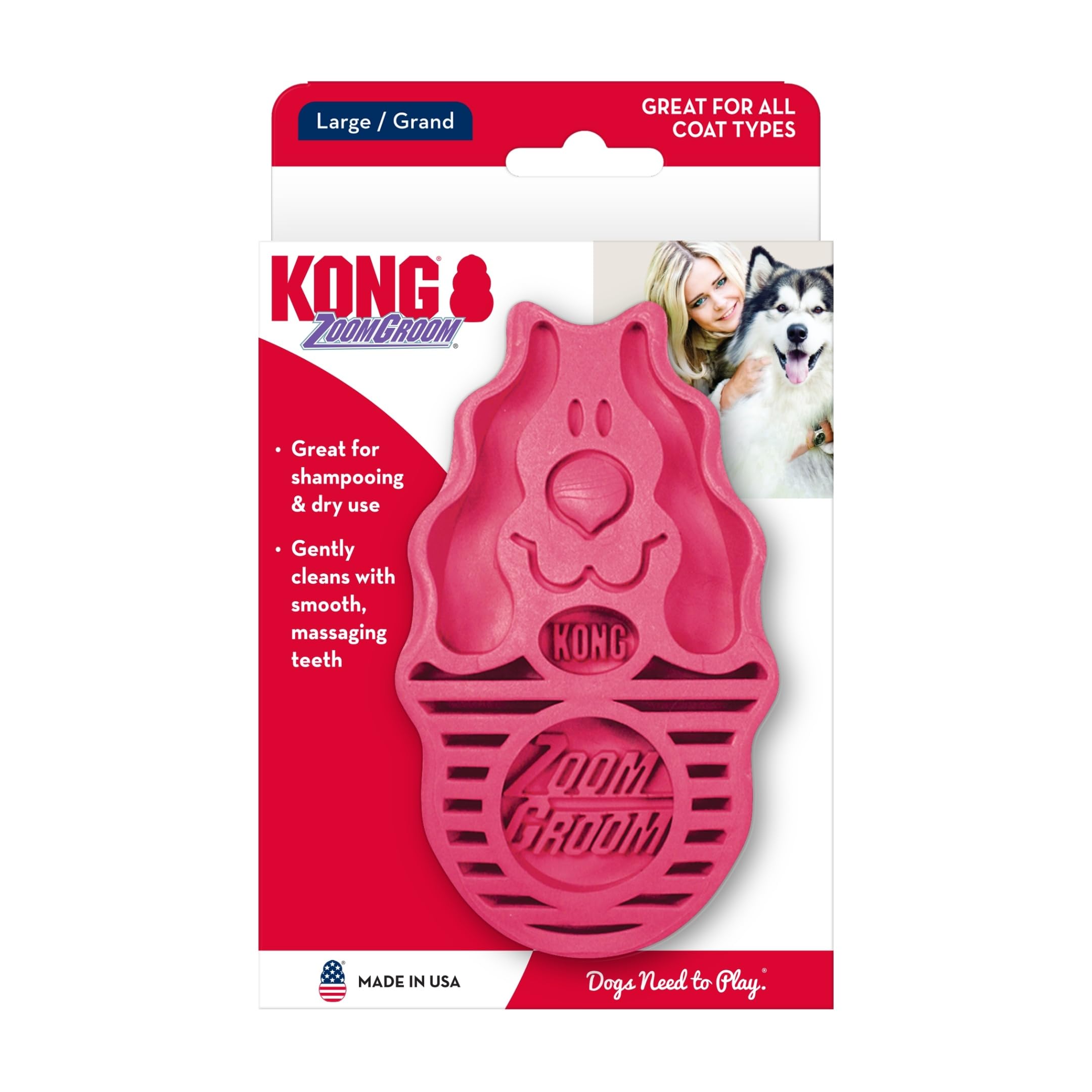 KONG ZoomGroom large-dog design suits bigger breeds.