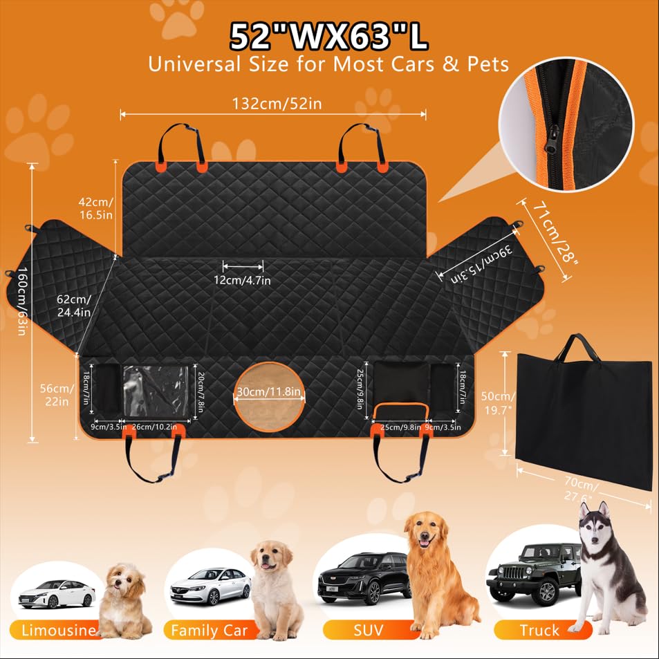 KONNAO dog seat cover six-layer fabric for durability and tear resistance