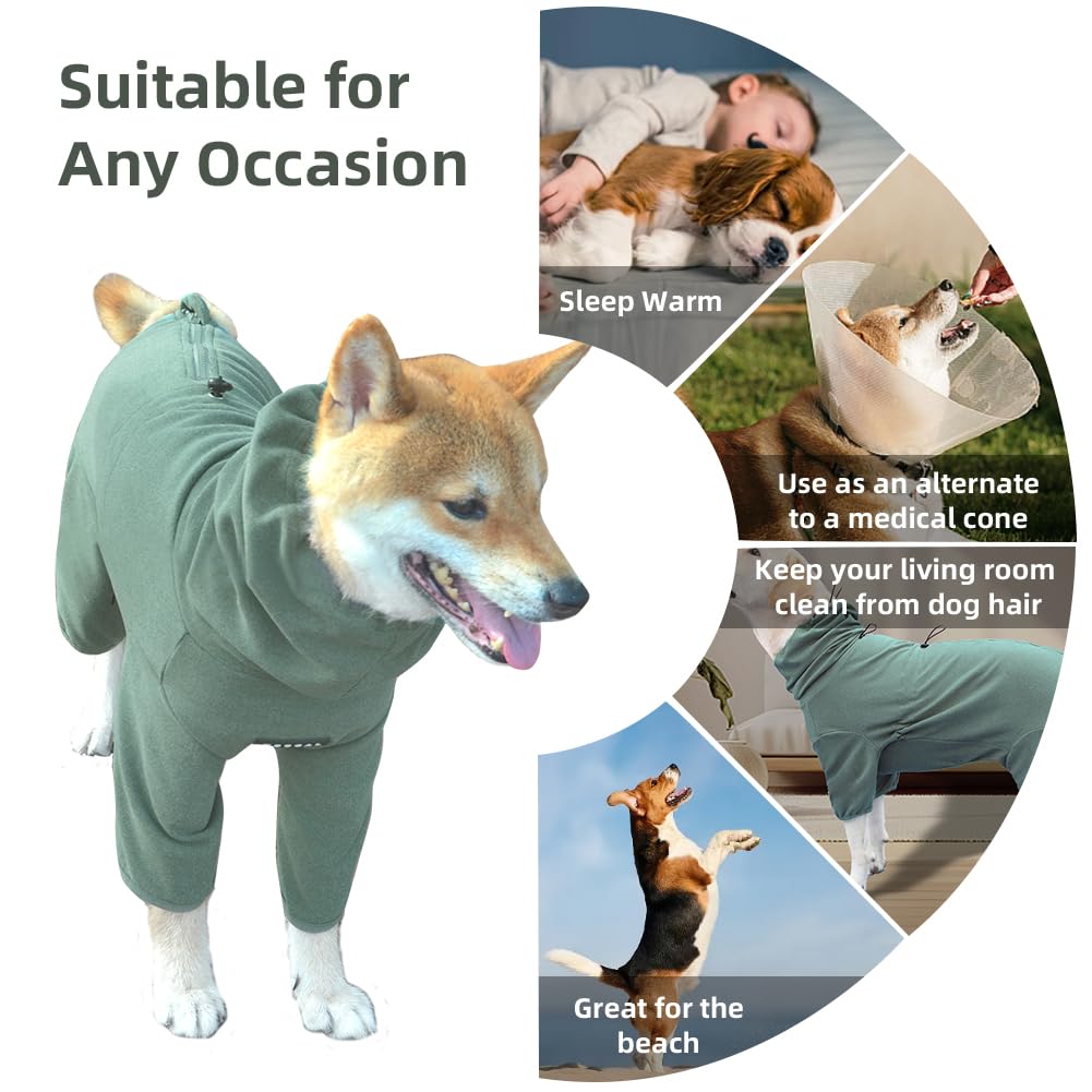 KOOGAL dog pajamas green 3XL fabric closeup reveals soft, breathable knit