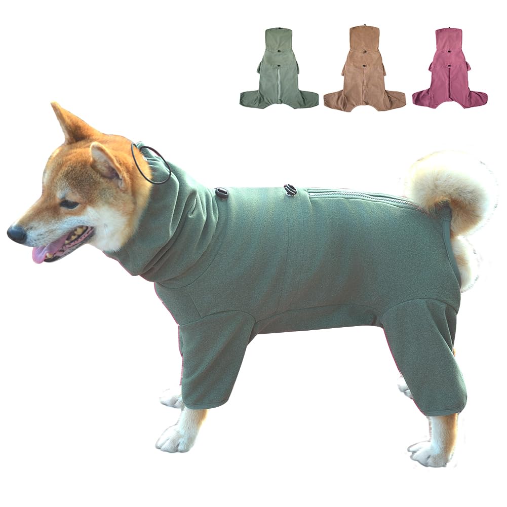 KOOGAL dog pajamas green 3XL front view for comfortable, adjustable fit