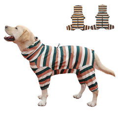 KOOGAL dog pajamas yellow-green bar front with breathable comfort for large dogs