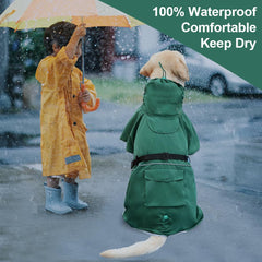 KOOGAL dog raincoat leg straps keep the coat centered against wind.