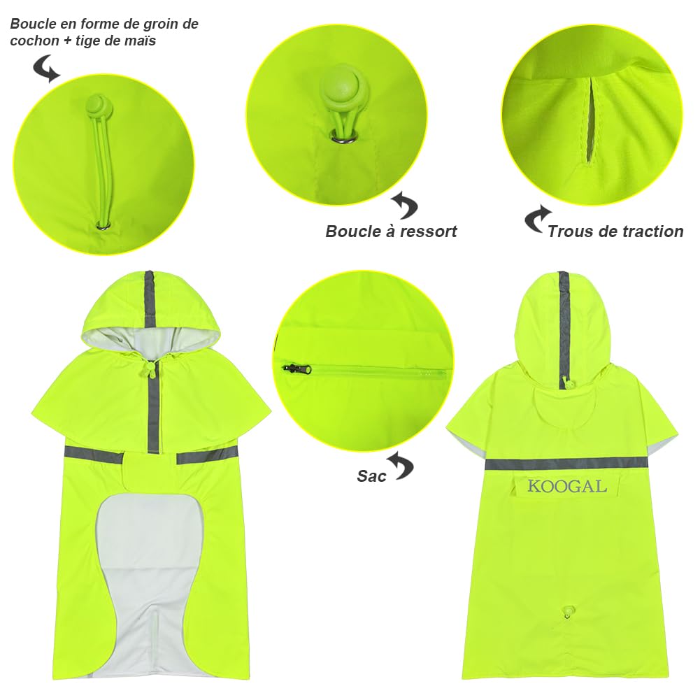 KOOGAL raincoat velcro strap close-up highlights quick on/off convenience.