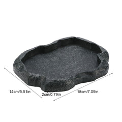 KooingTech tortoise water dish showing imitation rock texture for natural terrarium look.