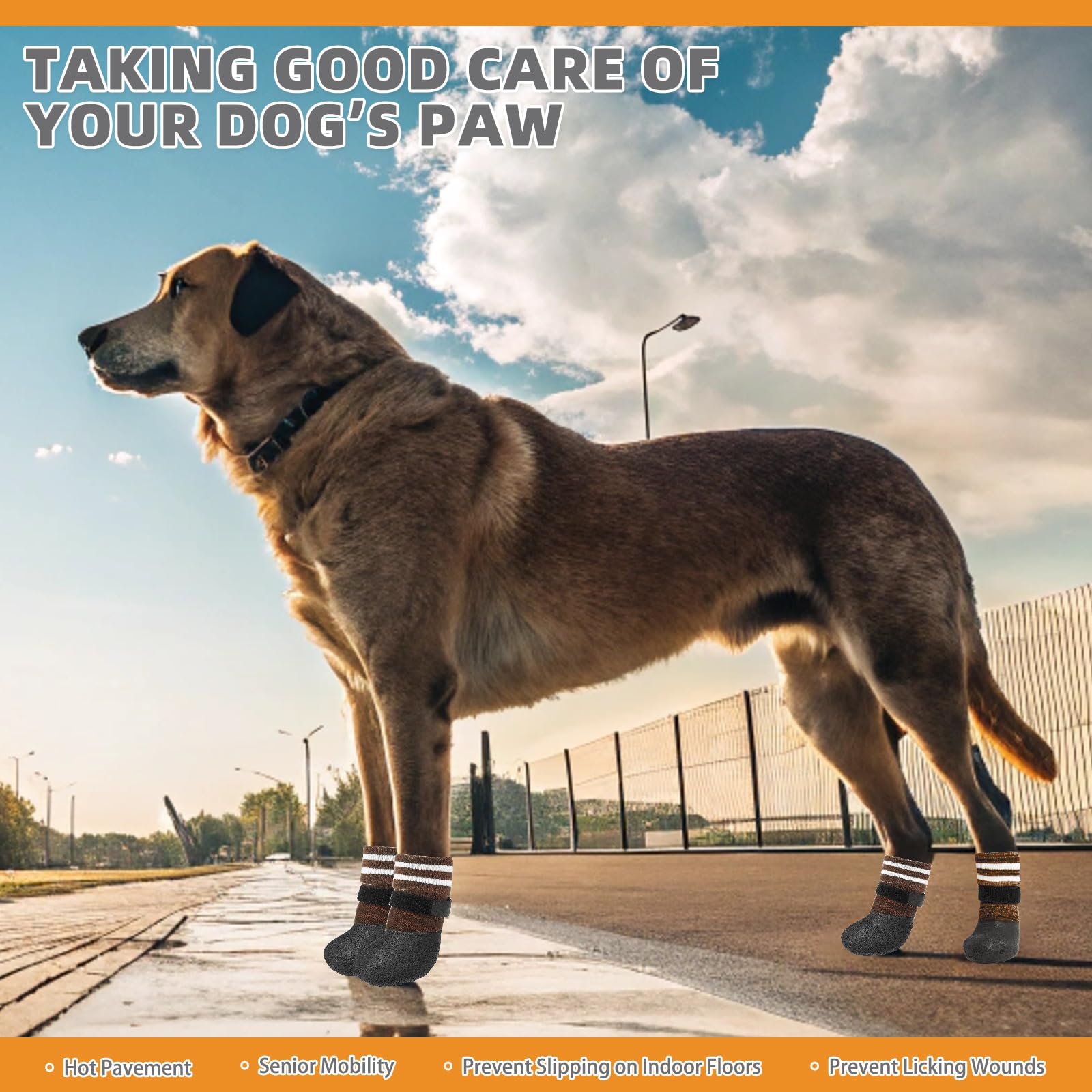 KOOLTAIL anti-slip dog socks adjustable straps help secure walking.