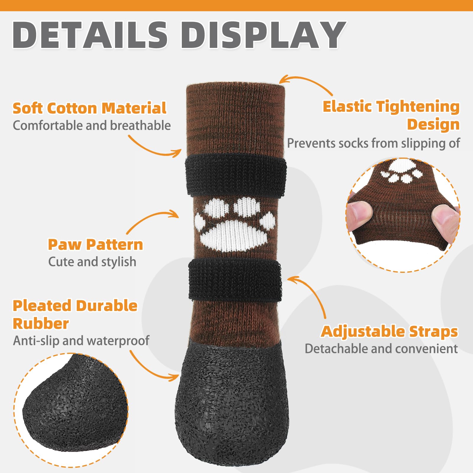KOOLTAIL anti-slip dog socks bottom grip showing non-slip sole for traction.