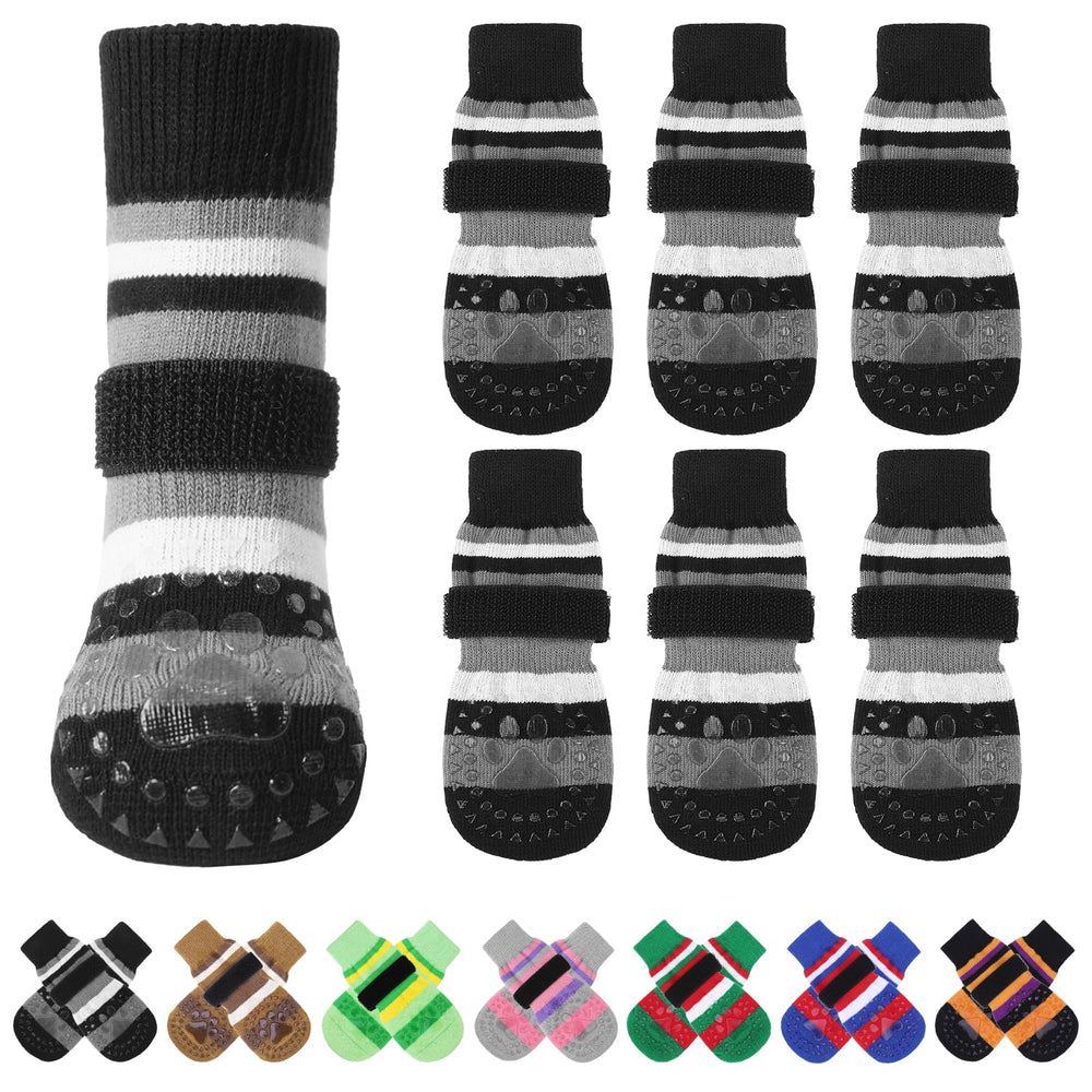 KOOLTAIL anti-slip dog socks close-up grip on paw for secure hardwood-floor traction
