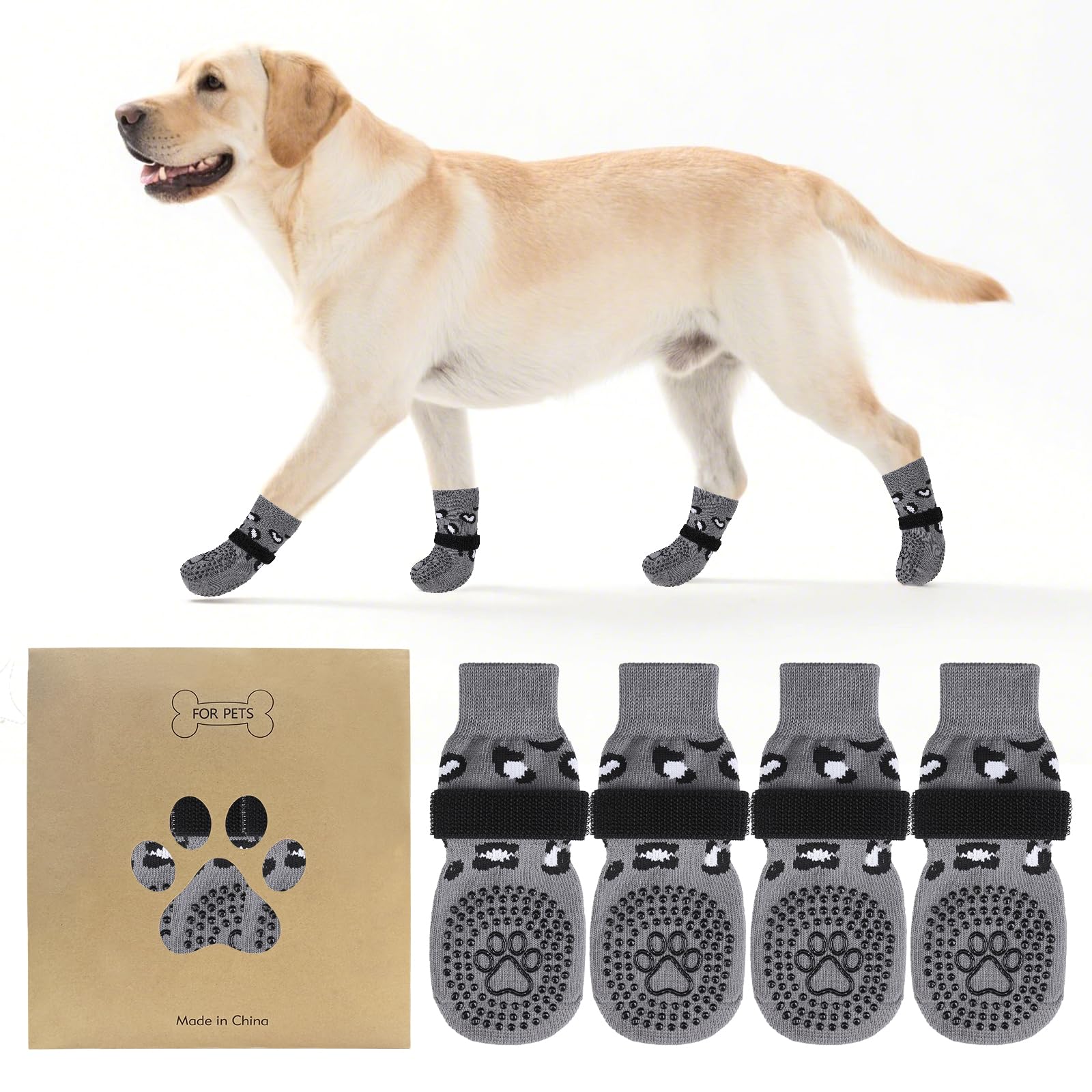 KOOLTAIL anti-slip dog socks with double-grip dots offering secure traction on floors