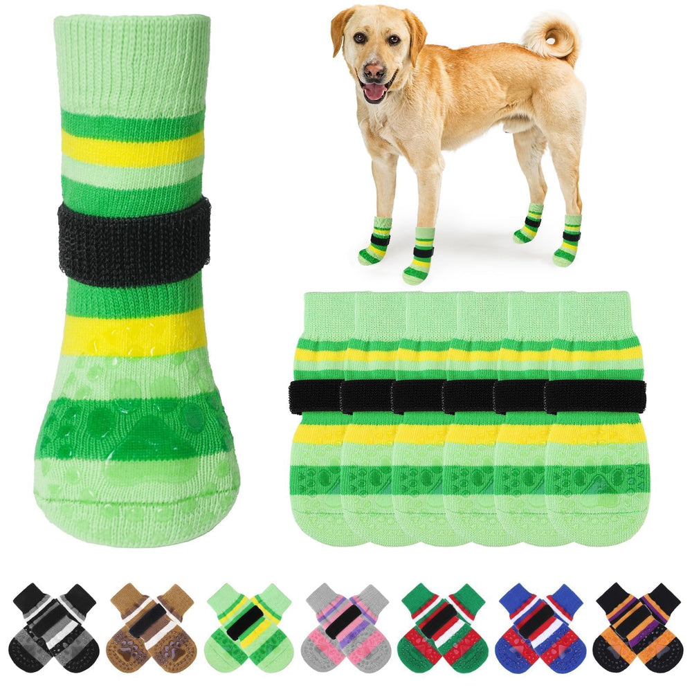 KOOLTAIL anti-slip dog socks green pair provide secure traction for safer indoor walks