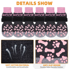 KOOLTAIL socks worn on paws providing reliable traction on smooth floors