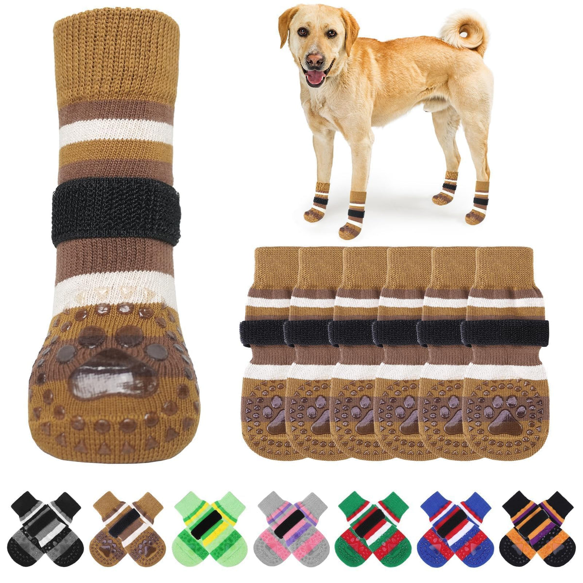 KOOLTAIL anti-slip dog socks overview showing design and traction